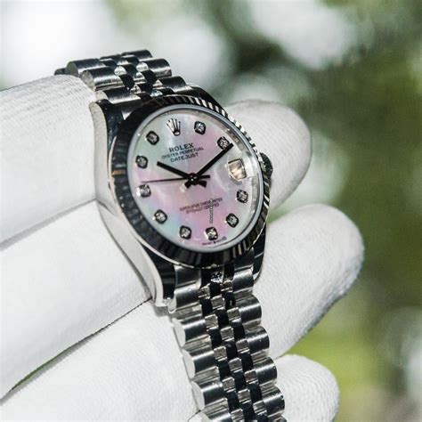 rolex mother of pearl dial for sale|Rolex 28mm lady datejust.